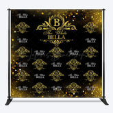 Lofaris Black Gold Step And Repeat Custom Name Party Backdrop